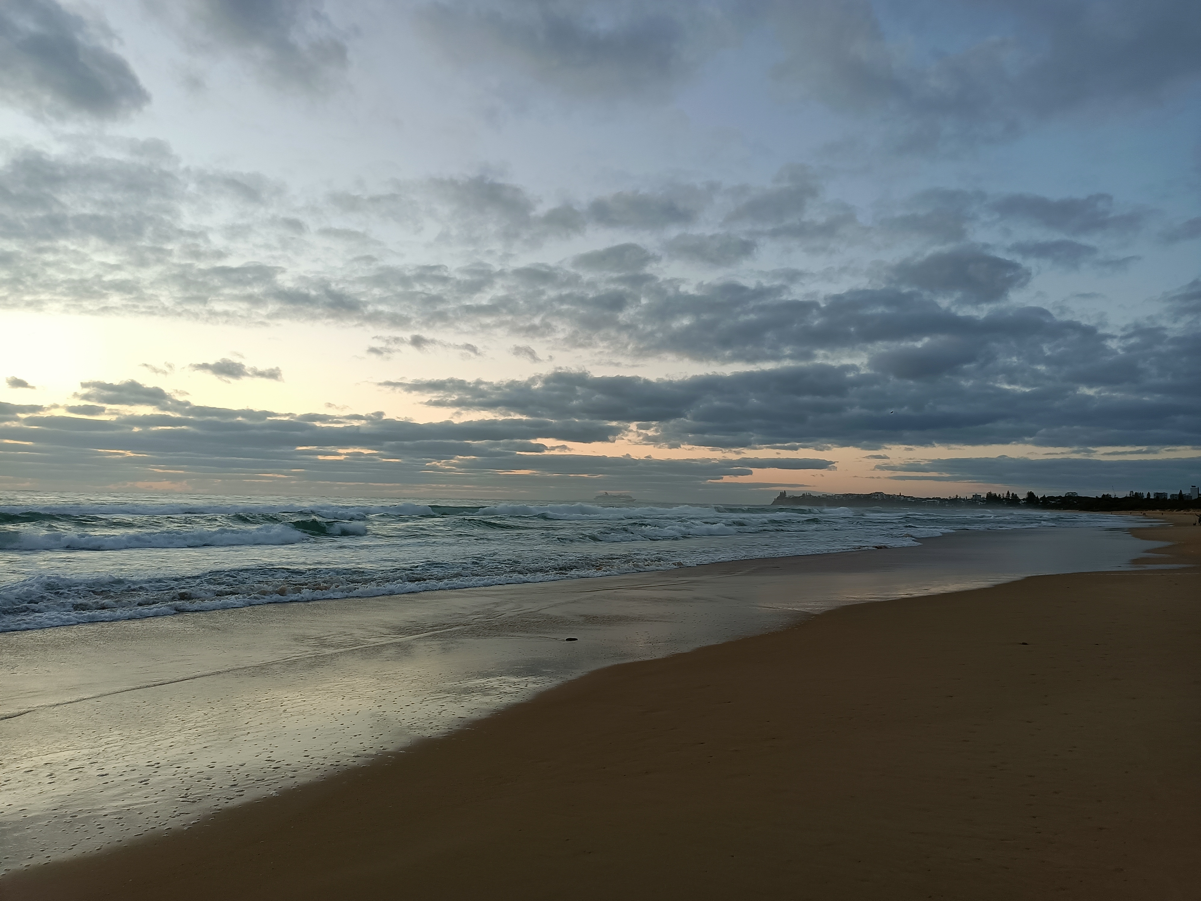 Sunshine Coast ocean and shoreline viewed from Currimundi